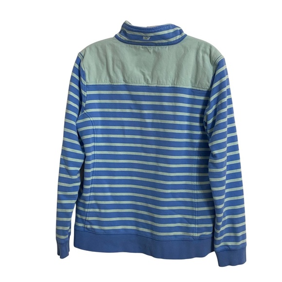 Vineyard Vines Woman’s Blue Striped Quarter Zip Sweatshirt Medium - Picture 4 of 8